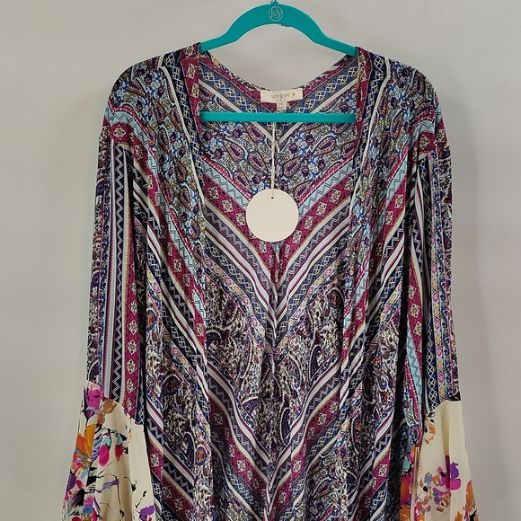 Umgee Open Duster Kimono Size 2X Multicolor Bell Sleeve NWT - Picture 2 of 6